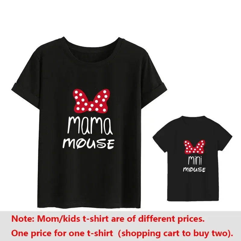 Korean Mama Mouse And Mini Mouse Daughter Kids Tops Baby Outfits Cartoon Mom and Me T-shirt Family Look Matching Outfits