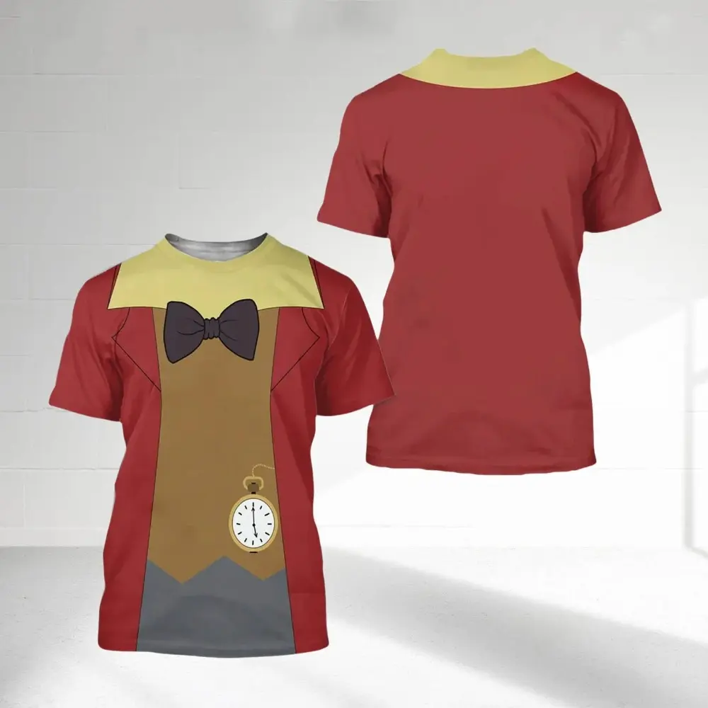 Disney Alice in Wonderland Cosplay 3D Printing Children's Tees 2025 Summer Men's Women's Quick-drying T-shirts Kid's Daily Tops