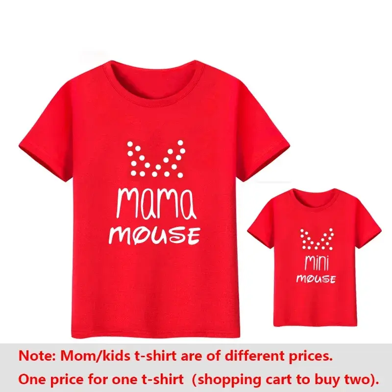 Korean Mama Mouse And Mini Mouse Daughter Kids Tops Baby Outfits Cartoon Mom and Me T-shirt Family Look Matching Outfits