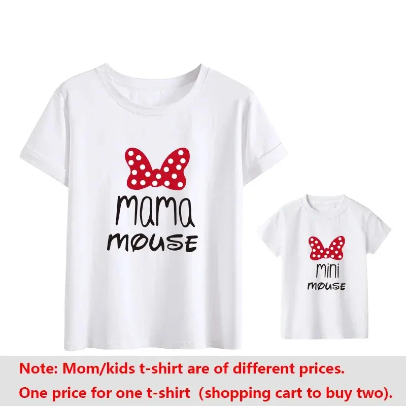 Korean Mama Mouse And Mini Mouse Daughter Kids Tops Baby Outfits Cartoon Mom and Me T-shirt Family Look Matching Outfits