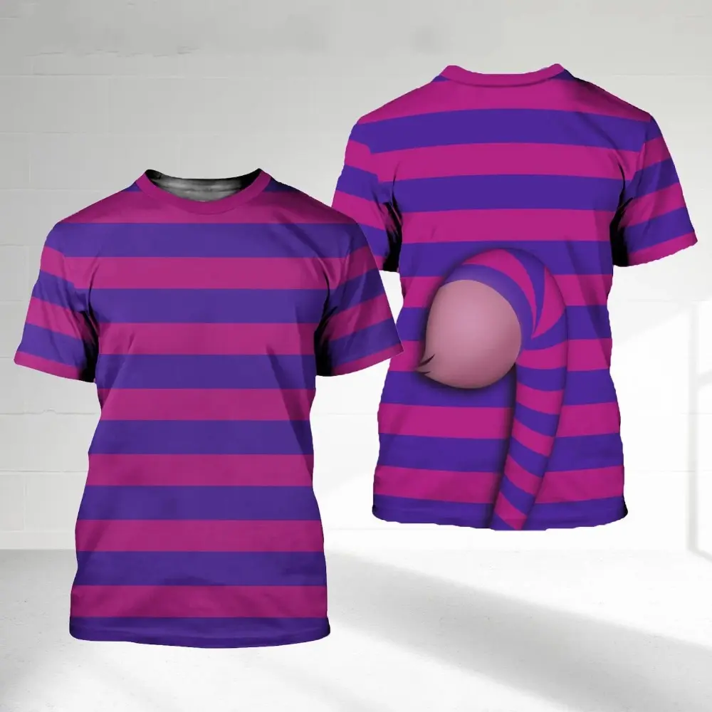Disney Alice in Wonderland Cosplay 3D Printing Children's Tees 2025 Summer Men's Women's Quick-drying T-shirts Kid's Daily Tops
