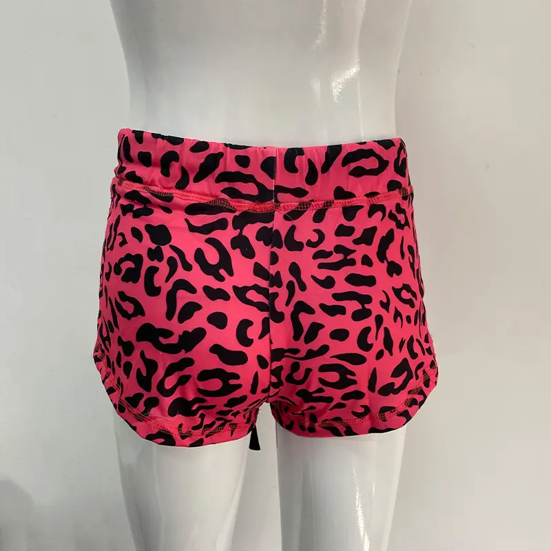 2025 summer new European and American women's Y2K leopard print slim fit spicy girl casual sports shorts beach Drawstring shorts