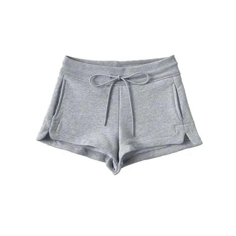 American Style Hot Girl Low Waist Drawstring Sports Shorts Women Summer Slim Fit Outdoor Wear Grey Wrap around Slimming Casual H