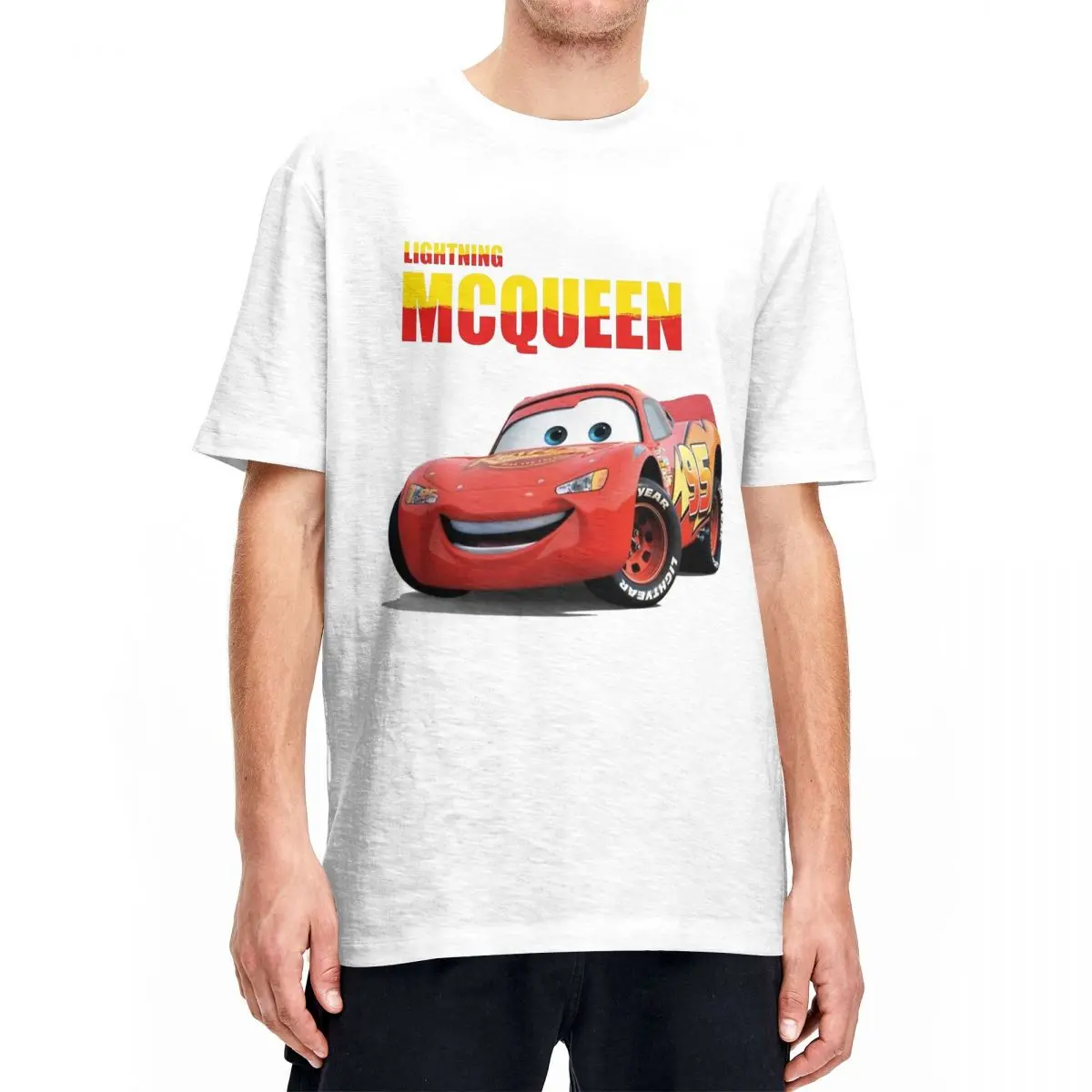 Disney Cars Lightning McQueen Cartoon Animated Printed Summer T-Shirt Boy Girl Couple Casual Short Sleeve Family Parent-Child