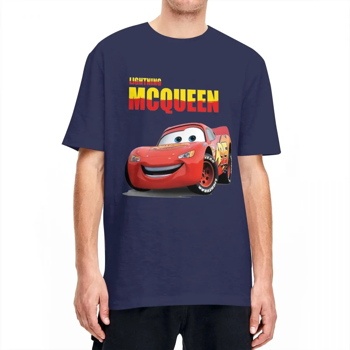 Disney Cars Lightning McQueen Cartoon Animated Printed Summer T-Shirt Boy Girl Couple Casual Short Sleeve Family Parent-Child