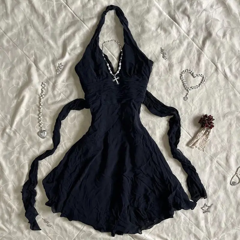 Y2k Clothes White Mini Dress Woman Clothing Gothic Dress Harajuku Party Dresses Graphic Rock Punk Goth Emo Short Women's Summer