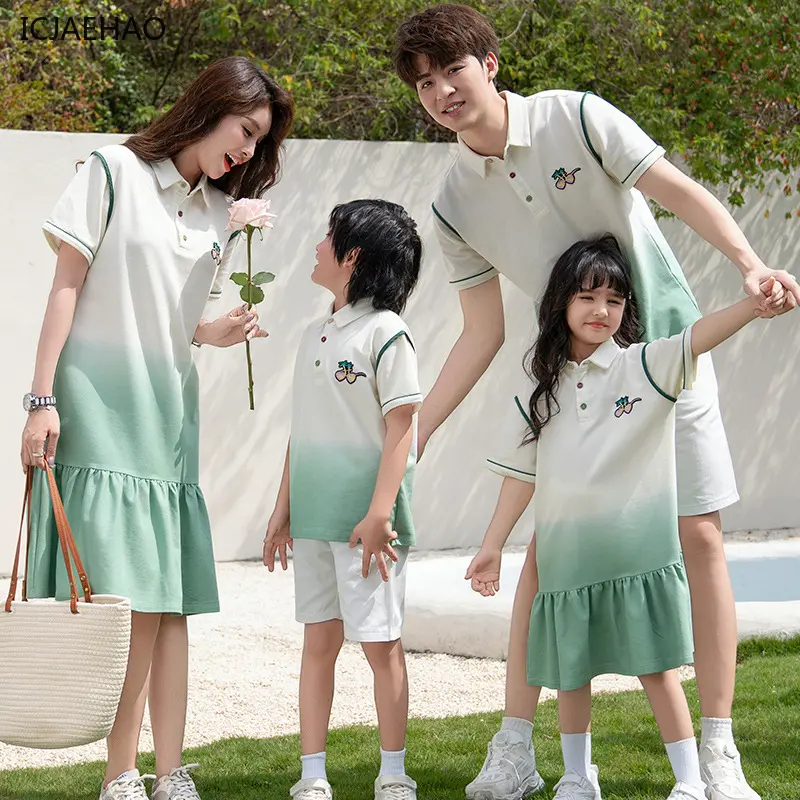 Mom Dad Daughter Son Family Matching Children Sport Clothes Summer Children Cotton Play Outfits Set Casual Play Tshirt Shorts