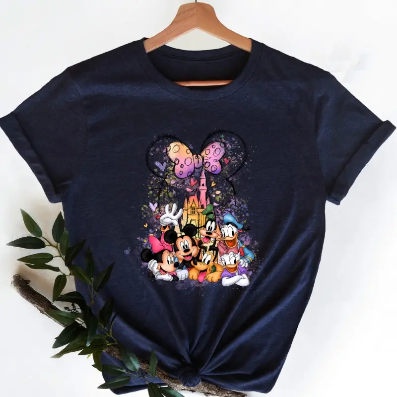 New Disney Minnie Mouse Castle Shirt Magic Kingdom Family Short Sleeve T-Shirt American Vintage WomenFashion Summer Casual Shirt