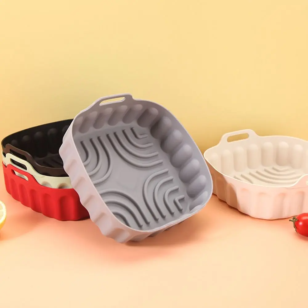 Durable Square Silicone Air Fryer Liners Non-stick Multi-color Oven Tray Food-grade 7/8 Inch Airfryer Silicone Basket Home