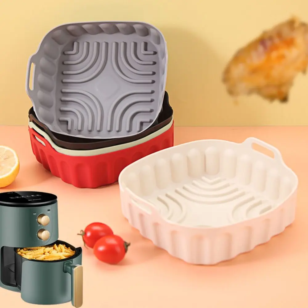 Durable Square Silicone Air Fryer Liners Non-stick Multi-color Oven Tray Food-grade 7/8 Inch Airfryer Silicone Basket Home