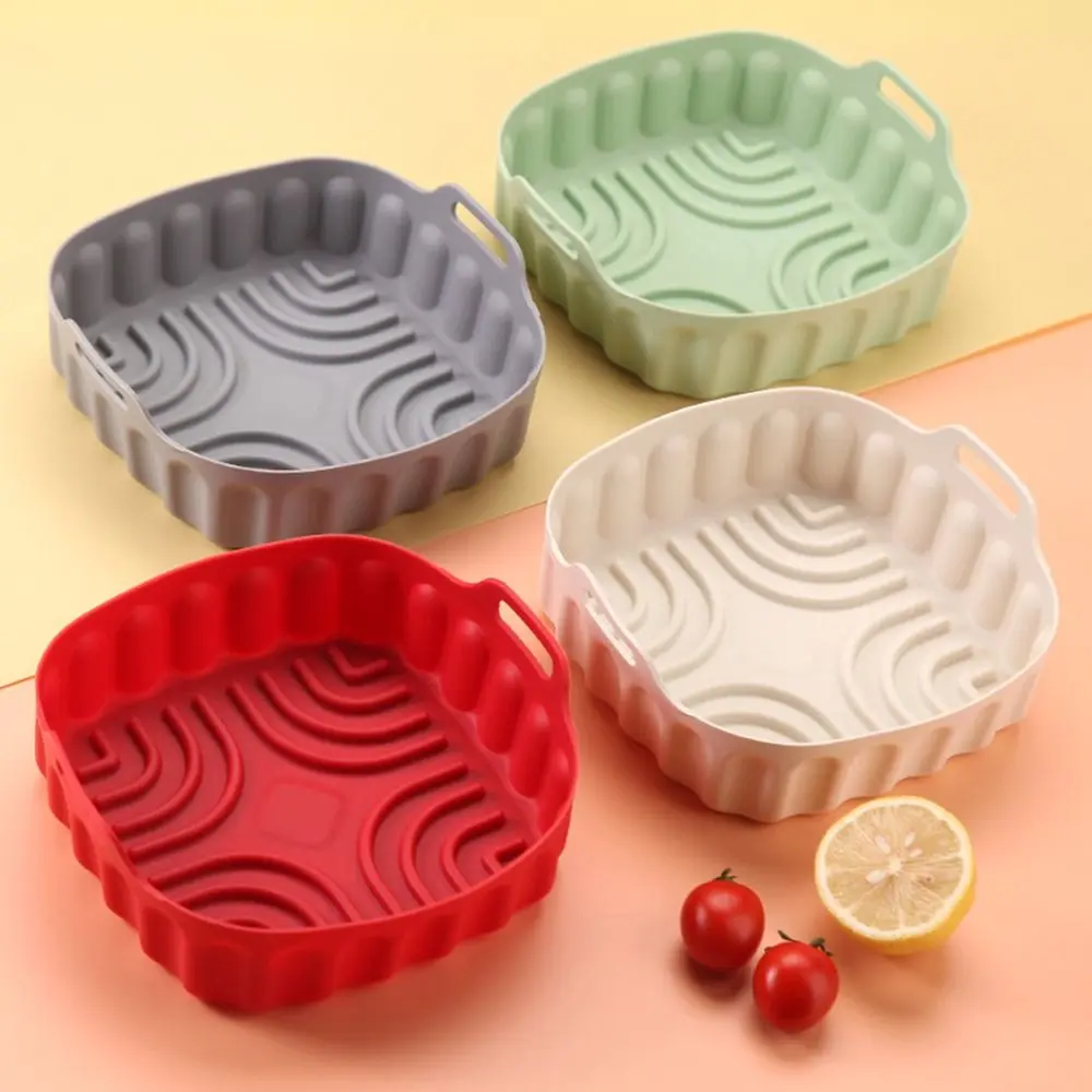 Durable Square Silicone Air Fryer Liners Non-stick Multi-color Oven Tray Food-grade 7/8 Inch Airfryer Silicone Basket Home
