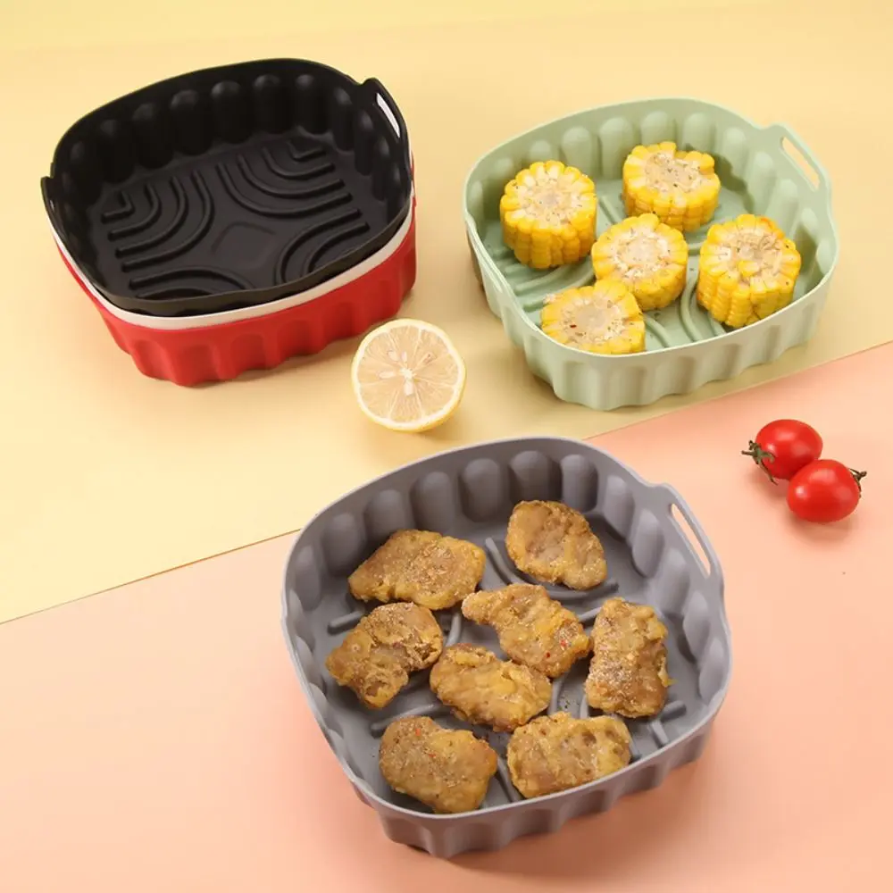 Durable Square Silicone Air Fryer Liners Non-stick Multi-color Oven Tray Food-grade 7/8 Inch Airfryer Silicone Basket Home
