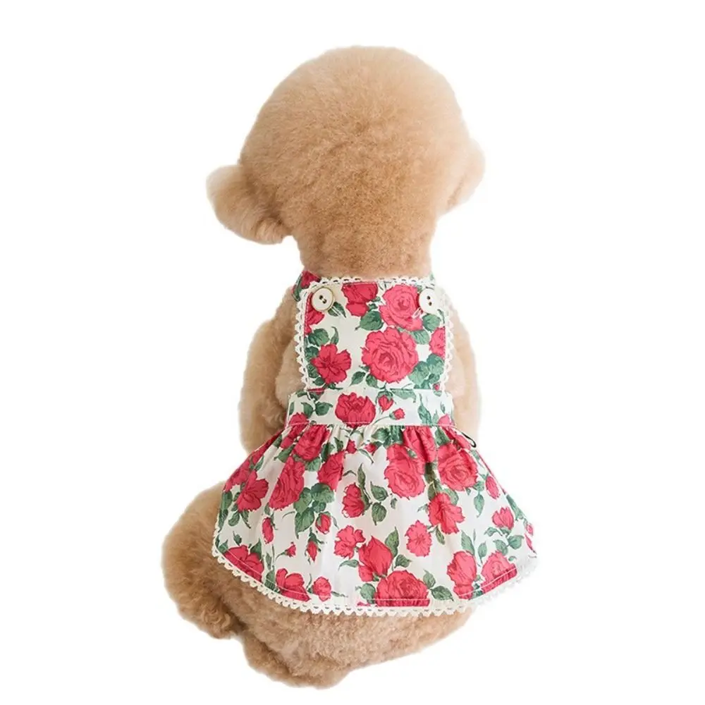 Fashion Cute Rose Flower Dog Dress Breathable Soft Cat Princess Skirt Thin Design Pet Summer Clothes Spring