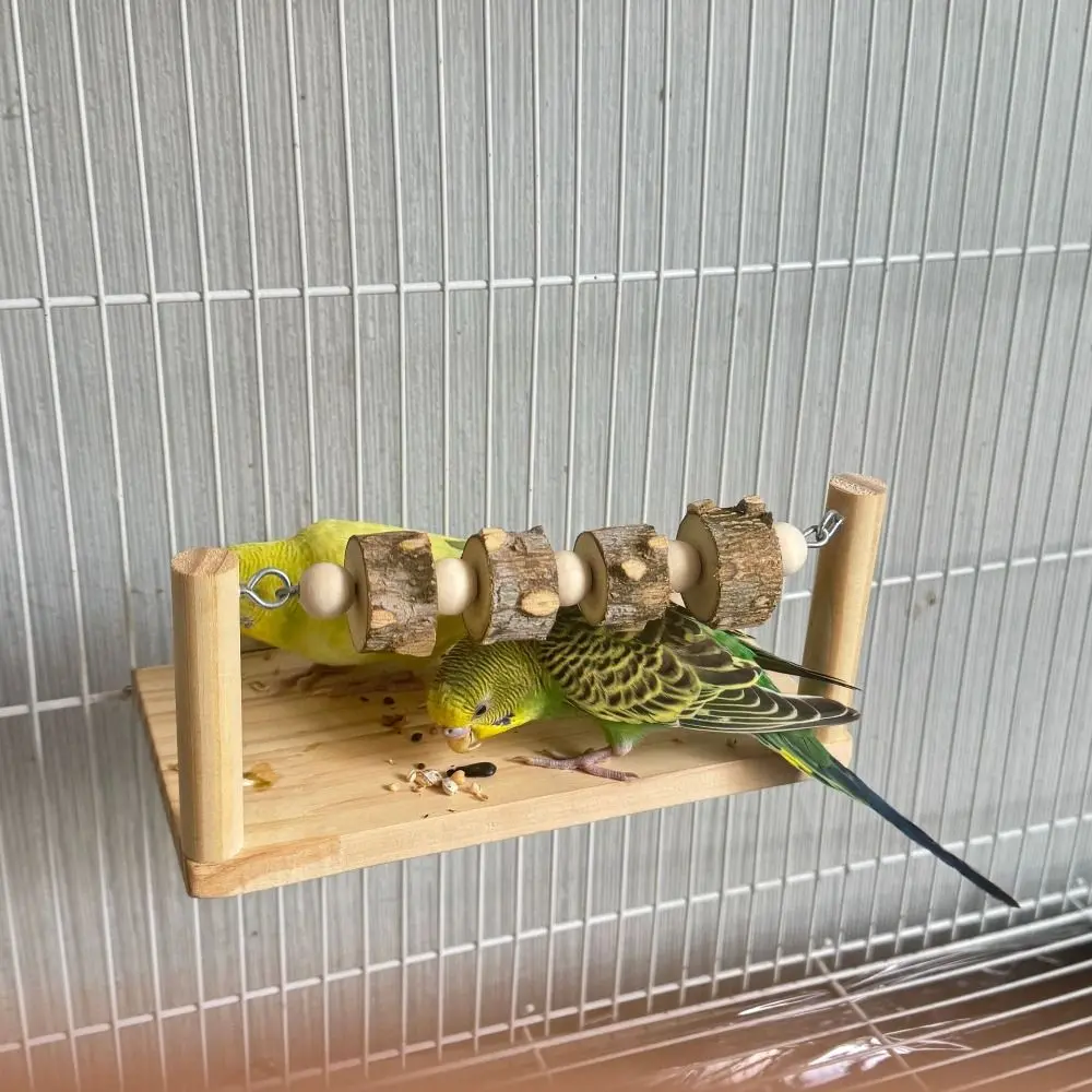 Natural Wooden Parrot Perch Stand Bite-resistance Wear-resisting Bird Paw Grinding Rack Creative Interactive