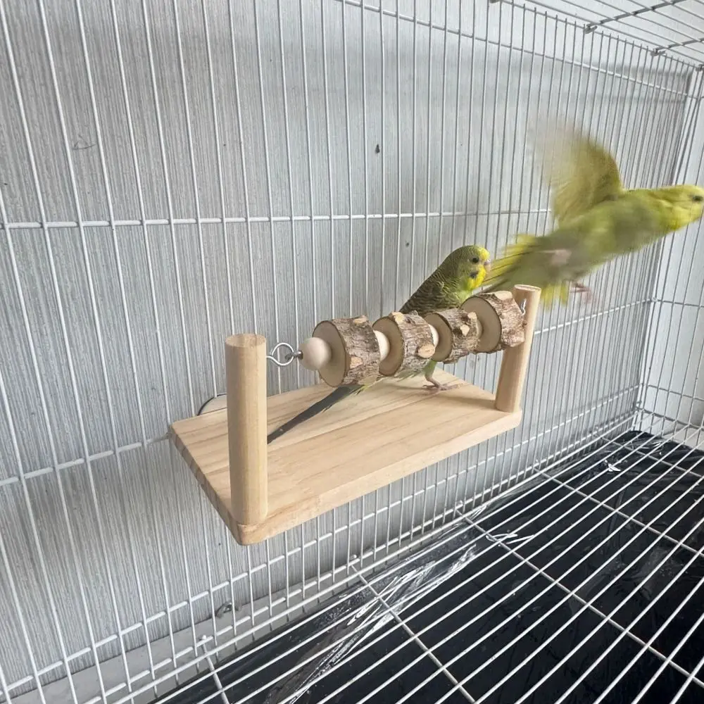 Natural Wooden Parrot Perch Stand Bite-resistance Wear-resisting Bird Paw Grinding Rack Creative Interactive