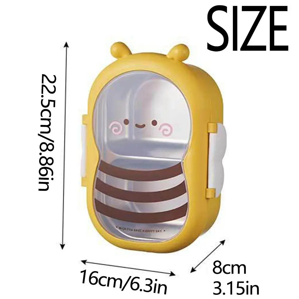 Sealed Portable Divides Lunch Box Bee shape Stainless Steel Food Container 2 Compartment Dishwasher Safe Breakfast Boxes Kids