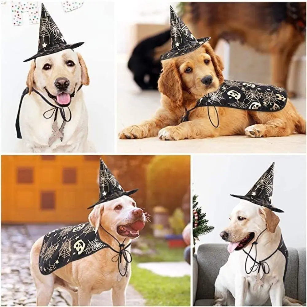 Cool Pumpkin Pet Halloween Costumes Cape Bat Soft Cats Cosplay Clothes Black Adjustable Halloween Dog Cloak Hat Dogs