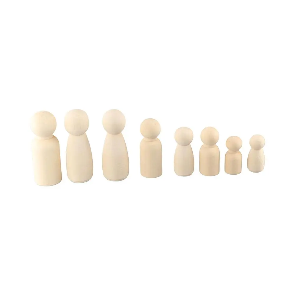 Lovely DIY Natural Wood Puppets Blank Handmade Unpainted Figures Wood Crafts Wooden Peg Doll Wedding Decoration