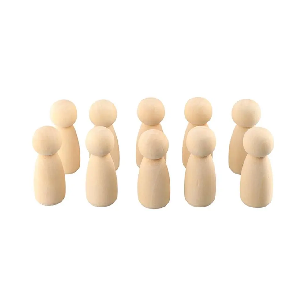Lovely DIY Natural Wood Puppets Blank Handmade Unpainted Figures Wood Crafts Wooden Peg Doll Wedding Decoration