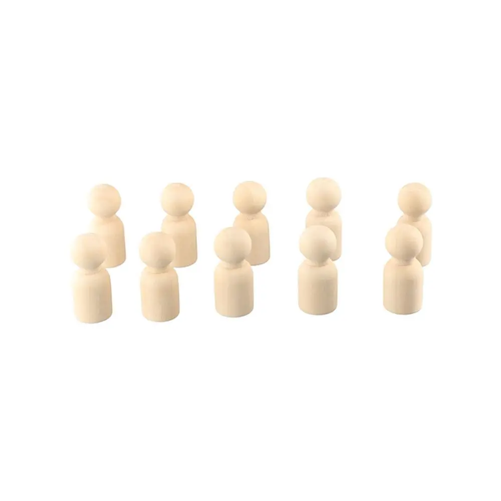 Lovely DIY Natural Wood Puppets Blank Handmade Unpainted Figures Wood Crafts Wooden Peg Doll Wedding Decoration