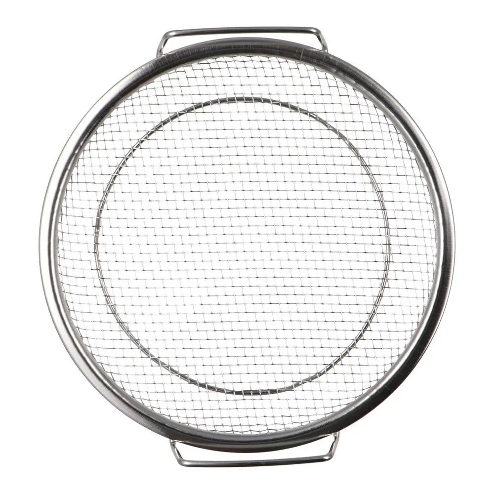 Round Stainless Steel Frying Filter with Binaural Handle Large Mesh Design Fried Strainer Oil Strainer Tray Rustproof Mesh Plate