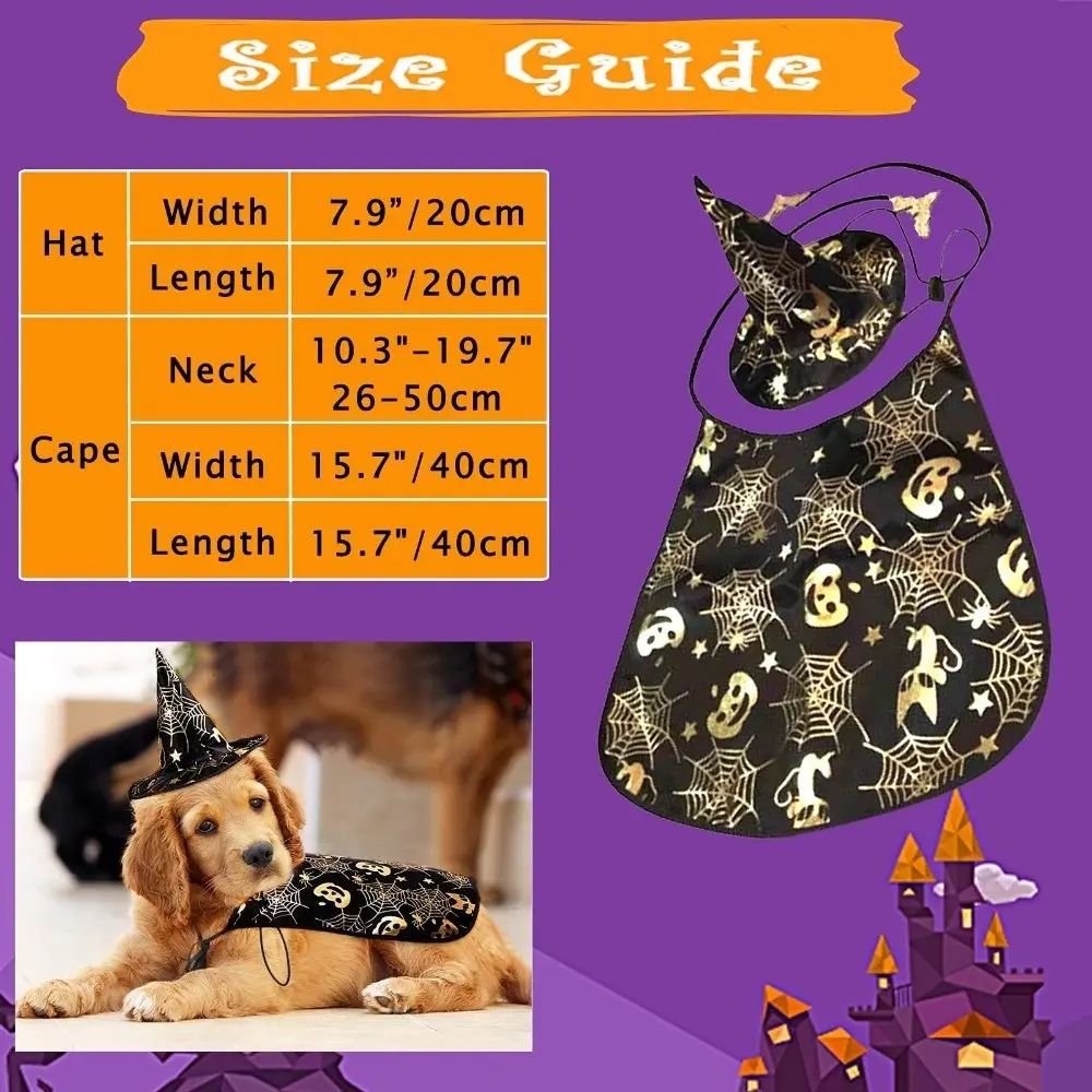Cool Pumpkin Pet Halloween Costumes Cape Bat Soft Cats Cosplay Clothes Black Adjustable Halloween Dog Cloak Hat Dogs