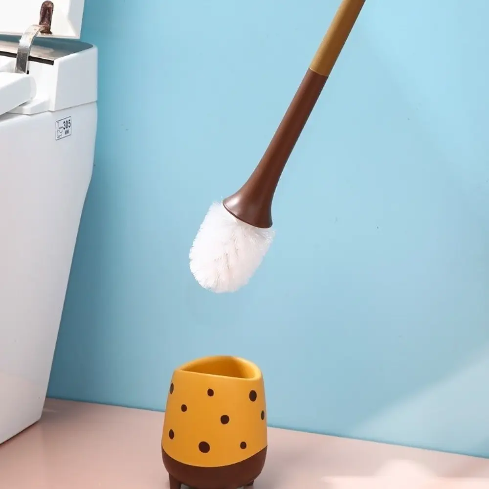 Cute Cartoon Toilet Brush Giraffe Shape Removable Toilet Plunger Plastic Dense Bristle Head Toilet Cleaning Brush Hotel