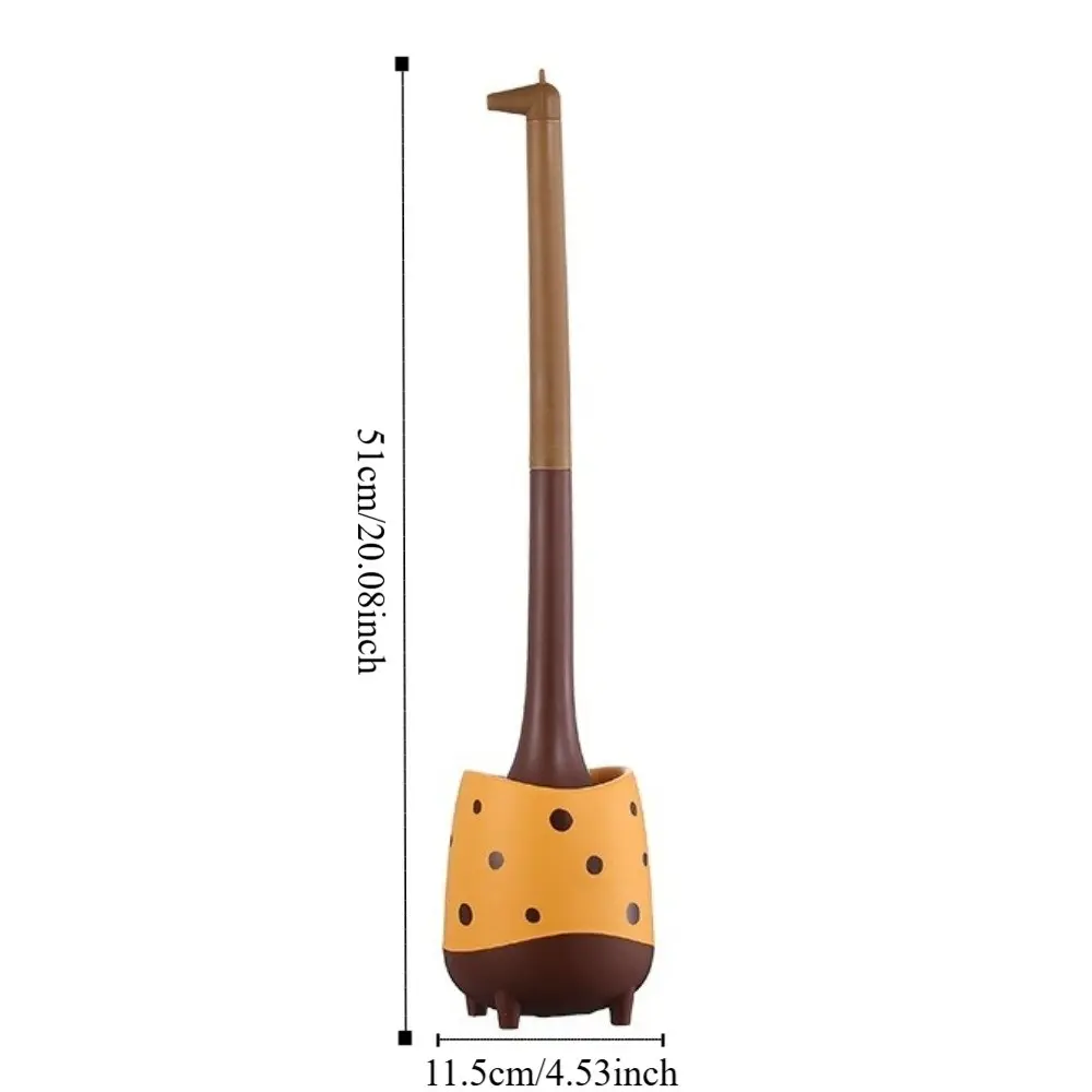 Cute Cartoon Toilet Brush Giraffe Shape Removable Toilet Plunger Plastic Dense Bristle Head Toilet Cleaning Brush Hotel