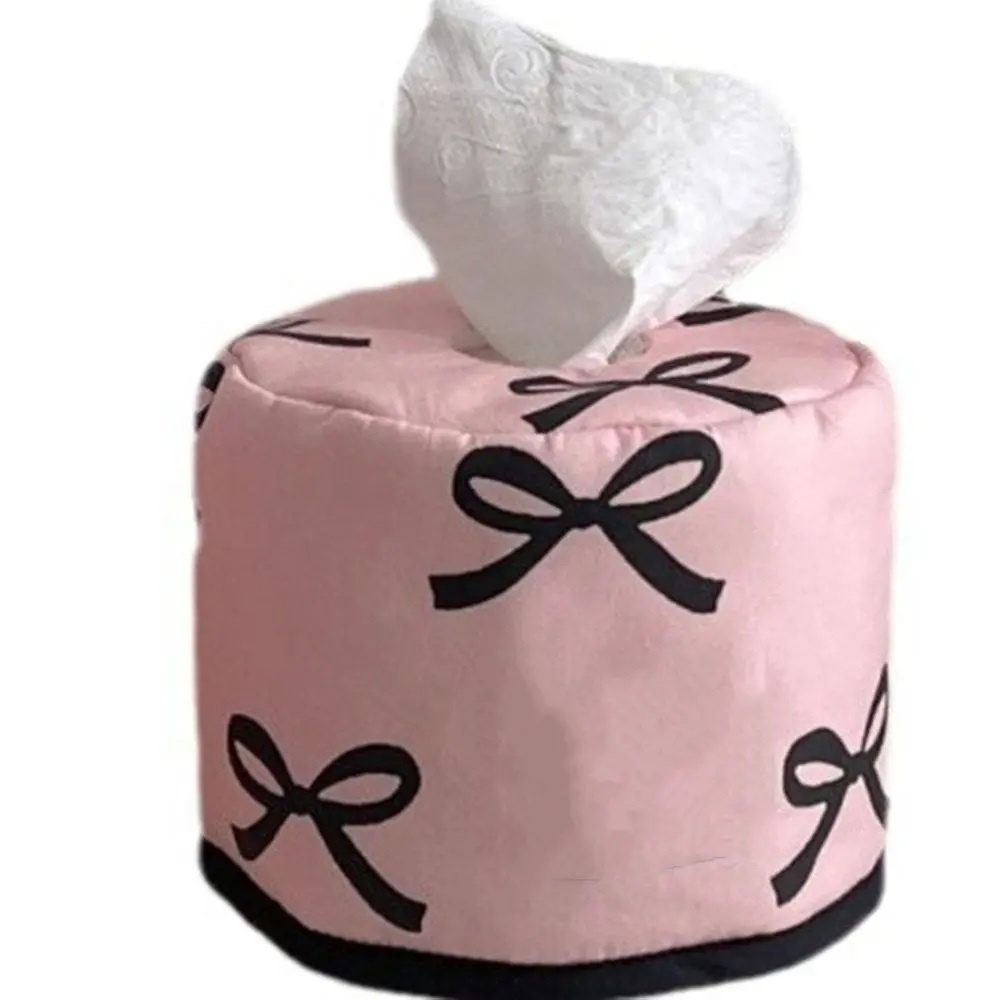 Ins Bowknot Tissue Paper Storage Box INS Space-saving Roll Paper Tissue Case Dustproof Table Decor Napkin Tissue Box Home
