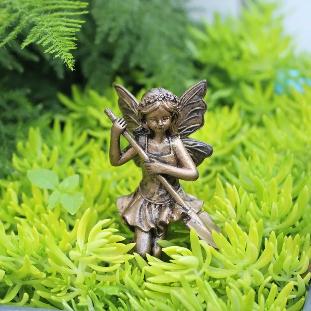 Imitation Copper Flower Fairy Figurine Set Cartoon Resin Crafts Flower Fairy Flowerpot Pendant Cute Waterproof