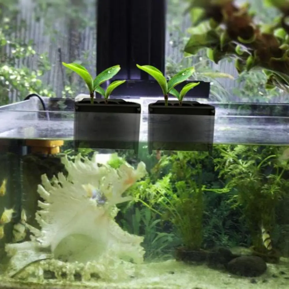 With Integrated Hook Aquarium Planter Plastic Hanging Aquatic Plant Pot Black with Hole Aquarium Plant Holder Aquascape