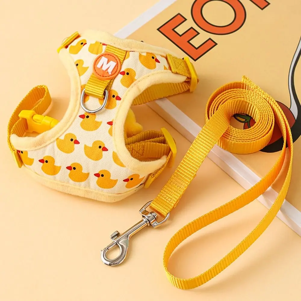 Nylon Cartoon Duck Dog Harness Vest Style Breathable Yellow Duck Dog Rope with Leash Detachable Dog Traction Rope Yorkshire
