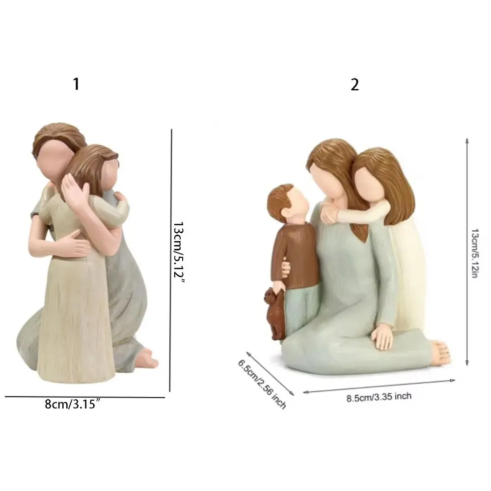Simple Hand-Painte Mother And Daughter Hugging Figurine Elegant Modern Family Sculpture Resin Family Ornament Table