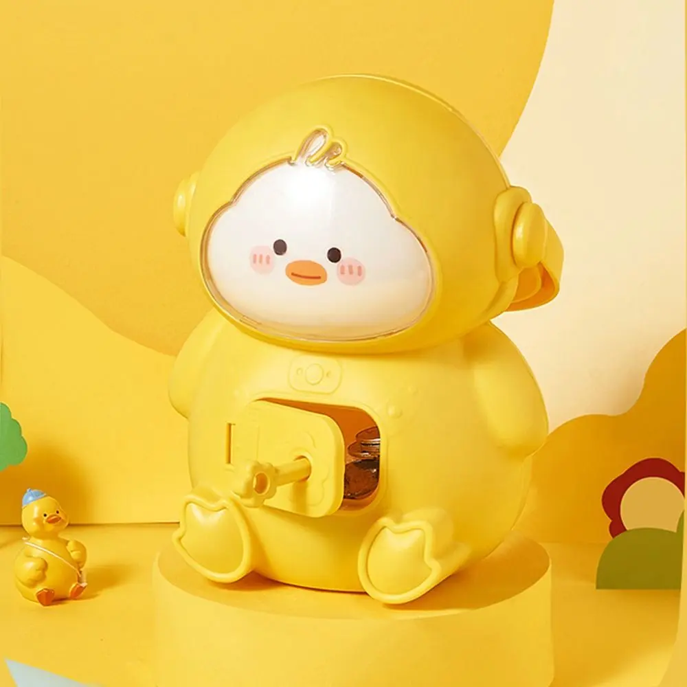 Creative Cute Duck Coin Bank with Key Duck Shaped Key To Unlock Coins Storage Box Large Capacity Portable