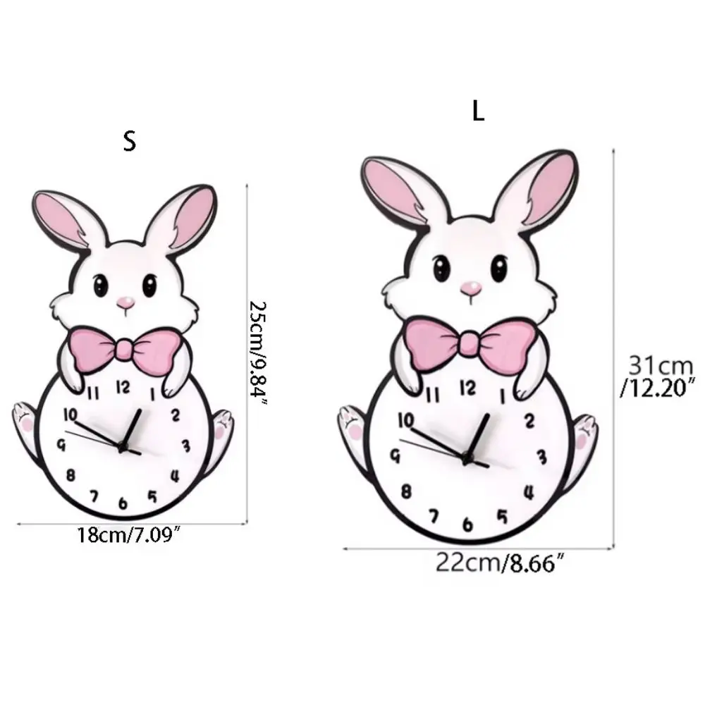 Creative Cute Little White Rabbit Wall Clock Silent Decorative Cartoon Wall Clock Hanging Digital Wall Clock Living Room