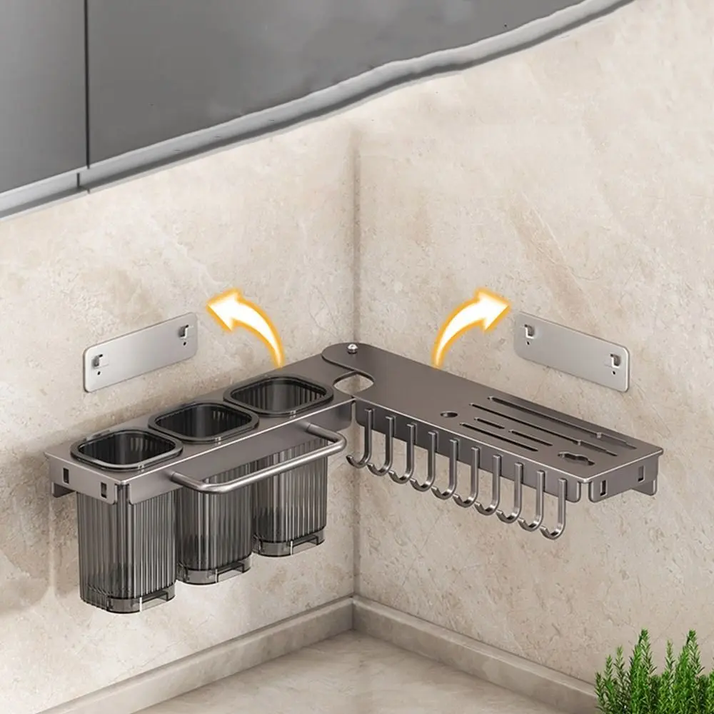 Wall Mounted Kitchen Storage Rack 90 Degree Rotation Space Saving Cutter Holder Large Capacity Moisture Resistant