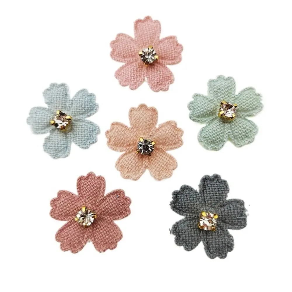 50PCS With Rhinestone Flower Applique Multi-purpose multicolor Flower Patch Fabric Embroidery Hair Clips Decor