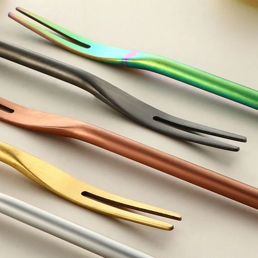 Thin 1 pcs Household Solid Long Handle Stainless Steel Kitchen Supplies Fruit Fork Tableware Utensil Fruit Toothpick