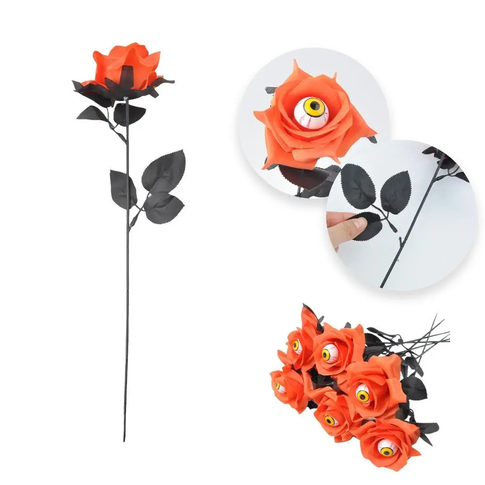 10PCS Exquisite Funny Halloween Eyeball Rose Simulation Party Decor Eyeball Fake Flower Scary Artificial Rose Flower Home Decor