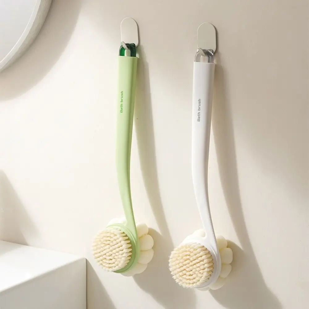 2pcs Portable 3-in-1 Double-Sided Bath Brush Thickened Anti Slip Back Scrub Brush Soft Long Handle Bath Brush Bathroom