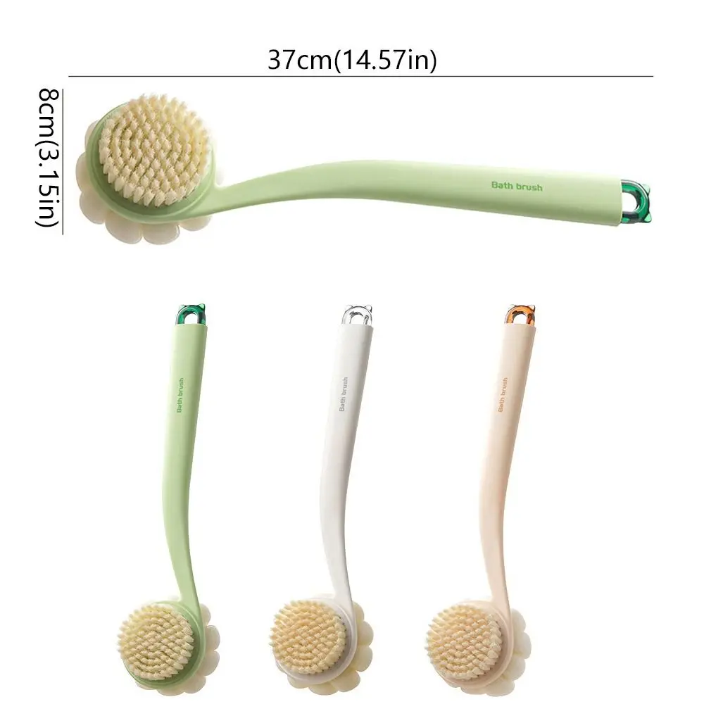 2pcs Portable 3-in-1 Double-Sided Bath Brush Thickened Anti Slip Back Scrub Brush Soft Long Handle Bath Brush Bathroom