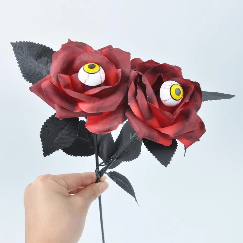 10PCS Exquisite Funny Halloween Eyeball Rose Simulation Party Decor Eyeball Fake Flower Scary Artificial Rose Flower Home Decor
