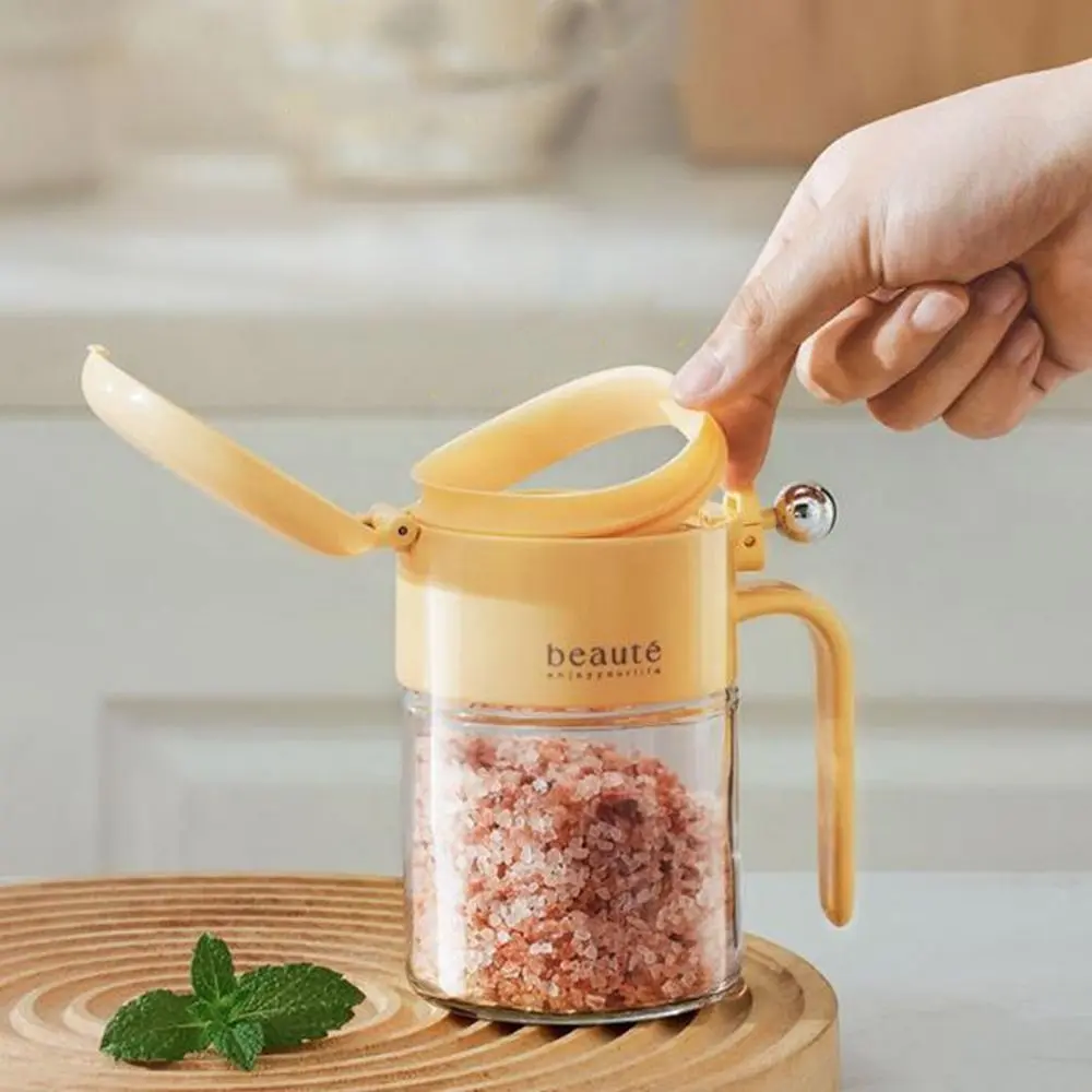 400ml Glass Seasoning Jar Push Type Moisture-proof Salt Seasoning Box Large Capacity Dustproof Sealed Seasoning Jar Kitchen
