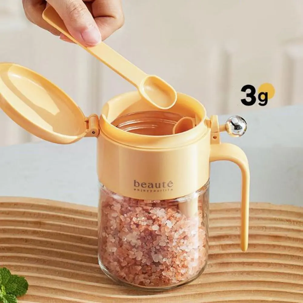 400ml Glass Seasoning Jar Push Type Moisture-proof Salt Seasoning Box Large Capacity Dustproof Sealed Seasoning Jar Kitchen