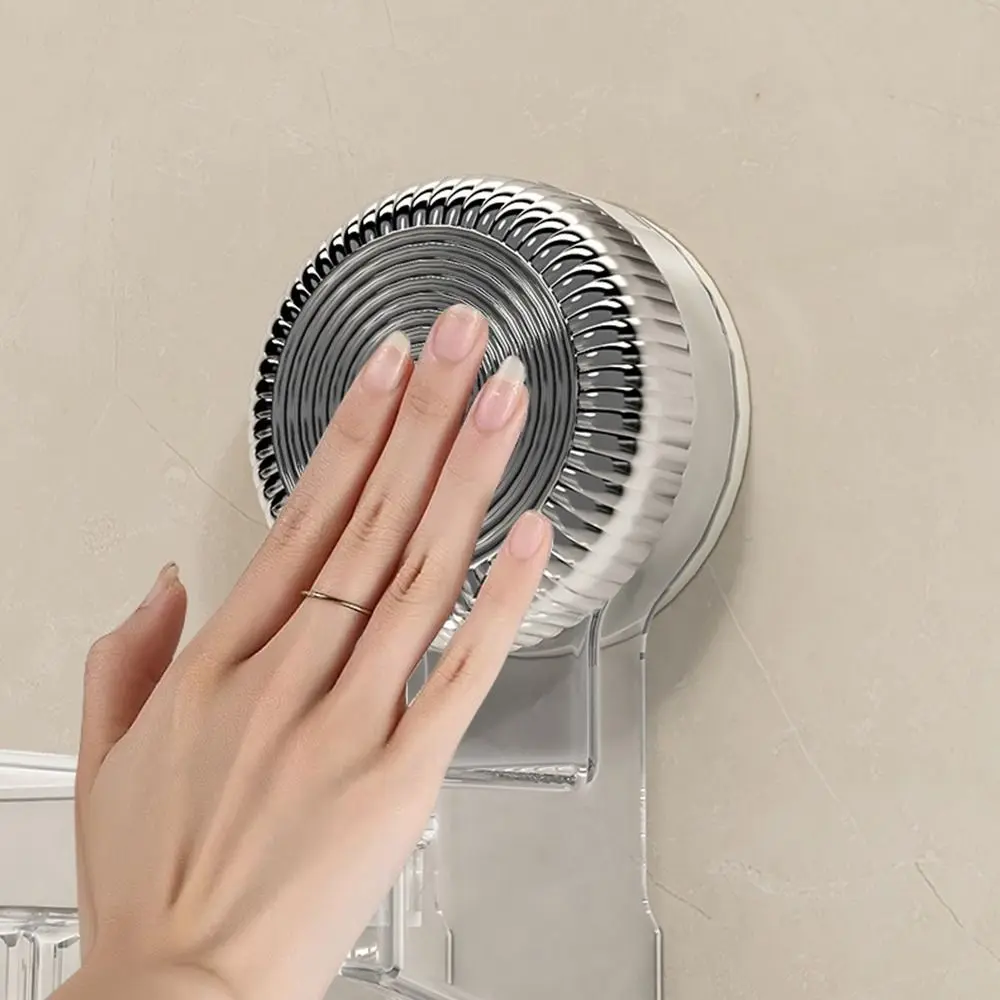 Wall Mounted Suction Cup Bathroom Shelf Large Capacity Space Saving Toilet Storage Racks with Towel Shelf and Hooks Plastic