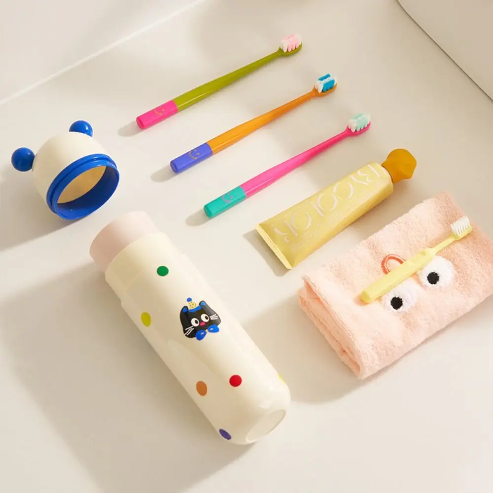 Cute Travel Toothbrush Case Dopamine Separable Portable Toothbrush Cup Cat Pattern Household Toothbrush Storage Box Camping