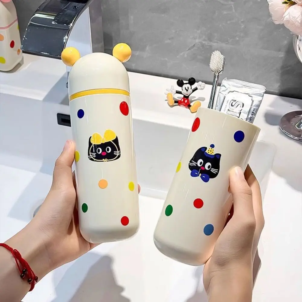 Cute Travel Toothbrush Case Dopamine Separable Portable Toothbrush Cup Cat Pattern Household Toothbrush Storage Box Camping