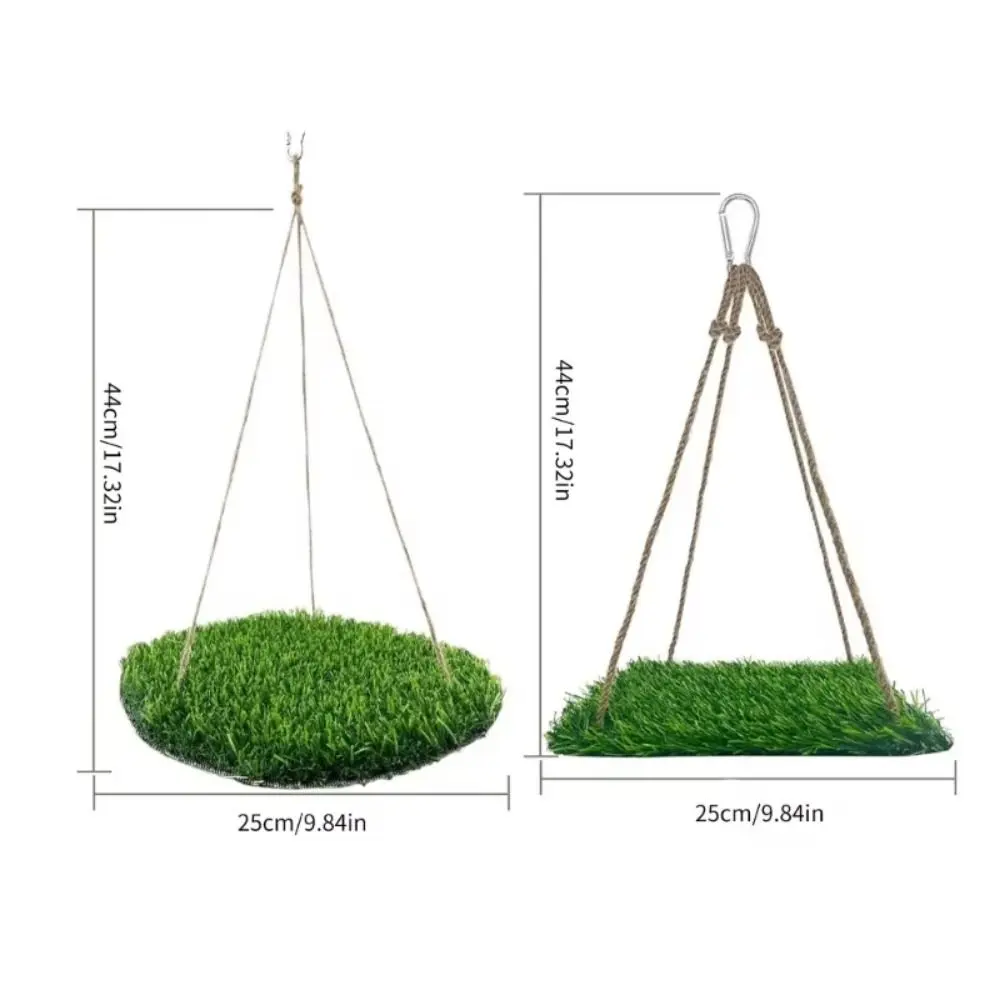 Climb Toys Artificial Grass Bird Swing Mat Natural with Hooks Hamster Sleep Bed Hanging Decorative Foraging Mat Toys Bird Cage