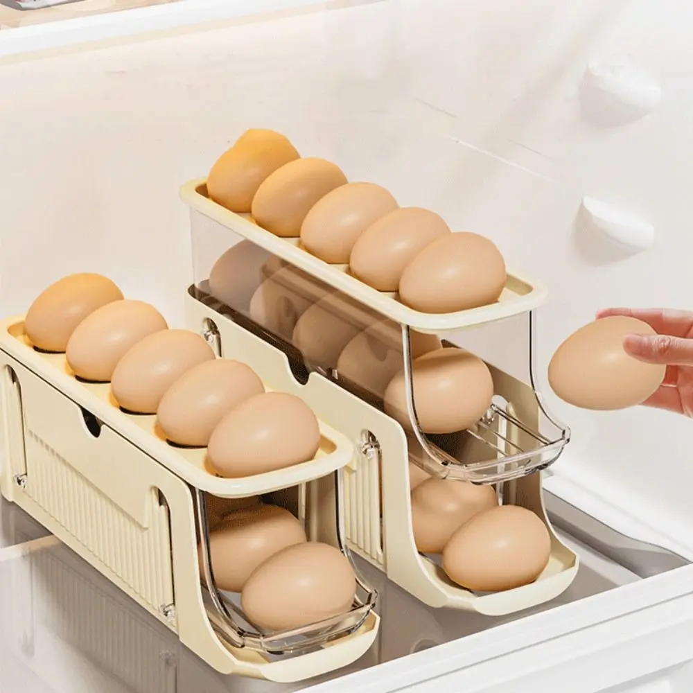 Organizer Removable Automatic Rolling Egg Tray Holds 17 Eggs Slide Rolling Eggs Storage Tray Stacking Egg Holder Dining Table