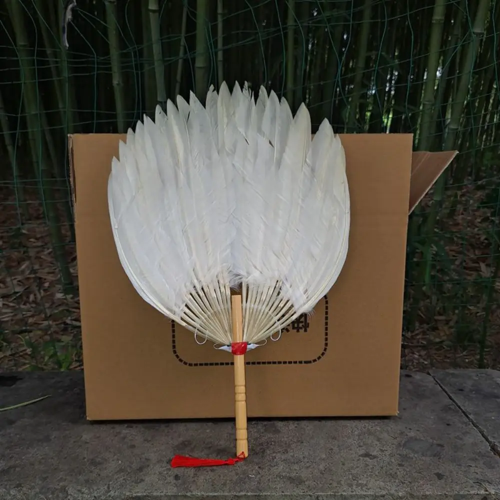 Zhuge Liang Fan Chinese Style Goose Feather Fan Vintage Lightweight Hand Fan Handhold Large Size Tea Fan Photography Props